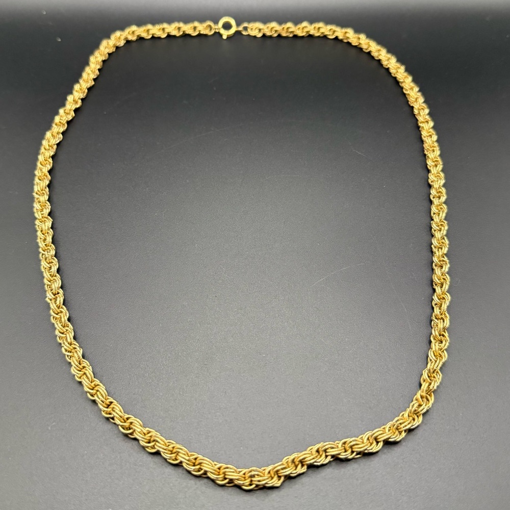 Gold Tone Rope Chain Necklace Retro Bold